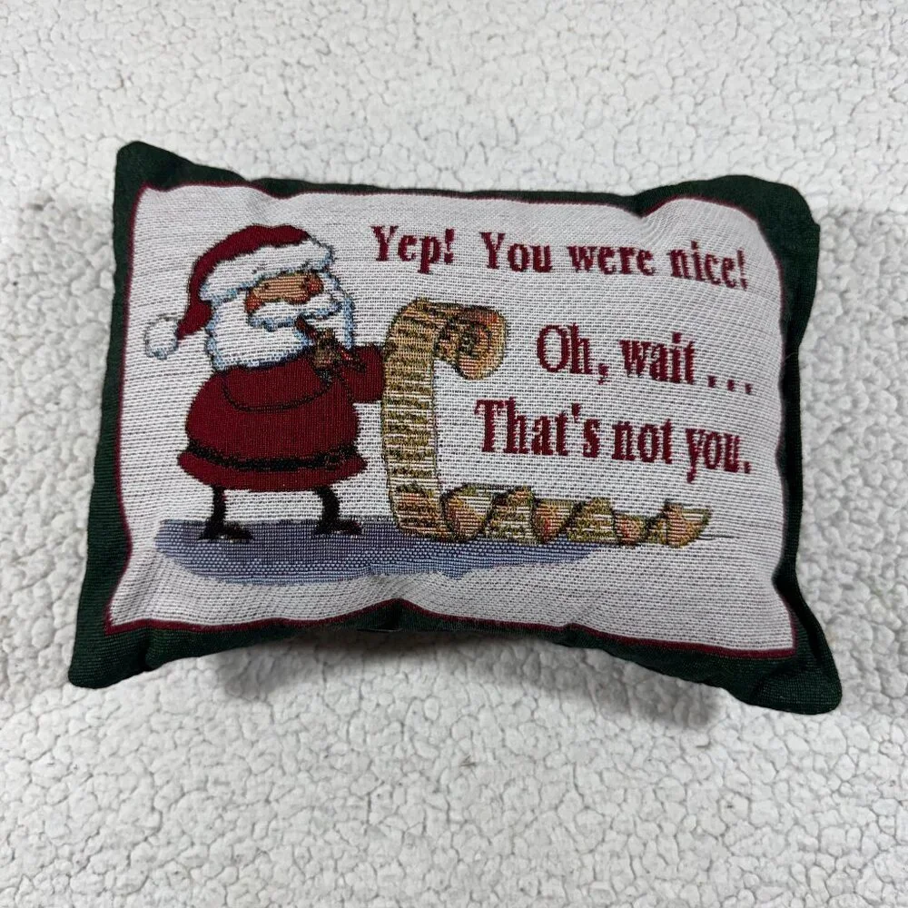 Christmas Santa Humor Tapestry Small Throw Decorative Pillow Embroidered